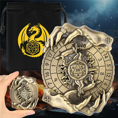 Creative Magic Hand Design Metal Dice Spinner 7-in-1 Dice Rotating Roller Entertainment Role Play Gaming Accessory Wedding Gift