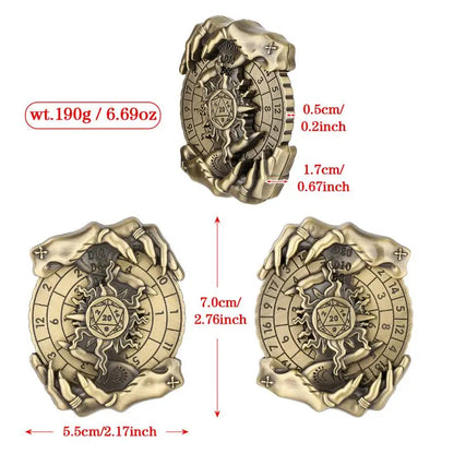 Creative Magic Hand Design Metal Dice Spinner 7-in-1 Dice Rotating Roller Entertainment Role Play Gaming Accessory Wedding Gift