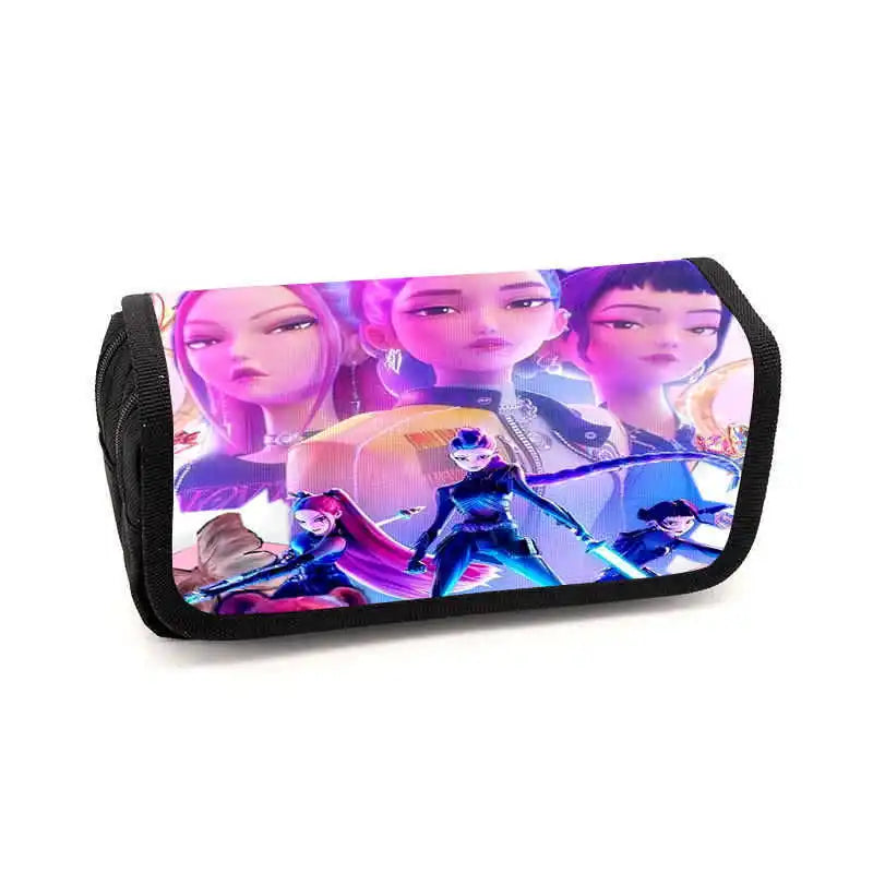 Kpop Demon Hunters Fully Printed Flap Pen Bag Stationery Box Pencil Case Primary and Secondary School Student School Bag Cartoon
