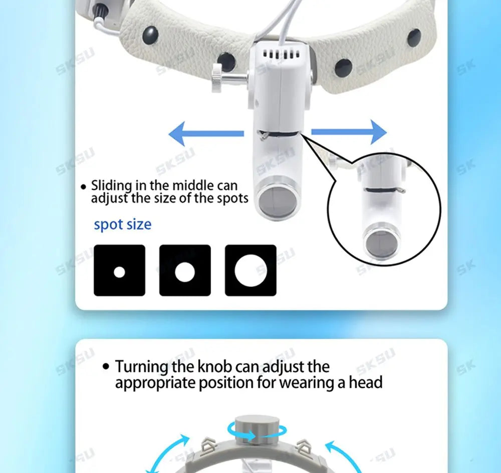 LED Dental LED Light Lamp Binocular Loupes Brightness Spot Adjustable Dental Lab 5W Headlamp for Surgical Headlight 2.5X 3.5X