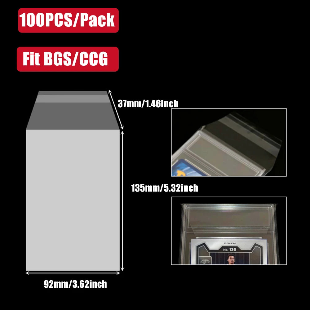 100pcs Pack Graded Card Card Holders Sleeves Bags, Fits For PSA/BGS/SGC/CGC Graded Card, 35PT-180PT Card Holder Toploader