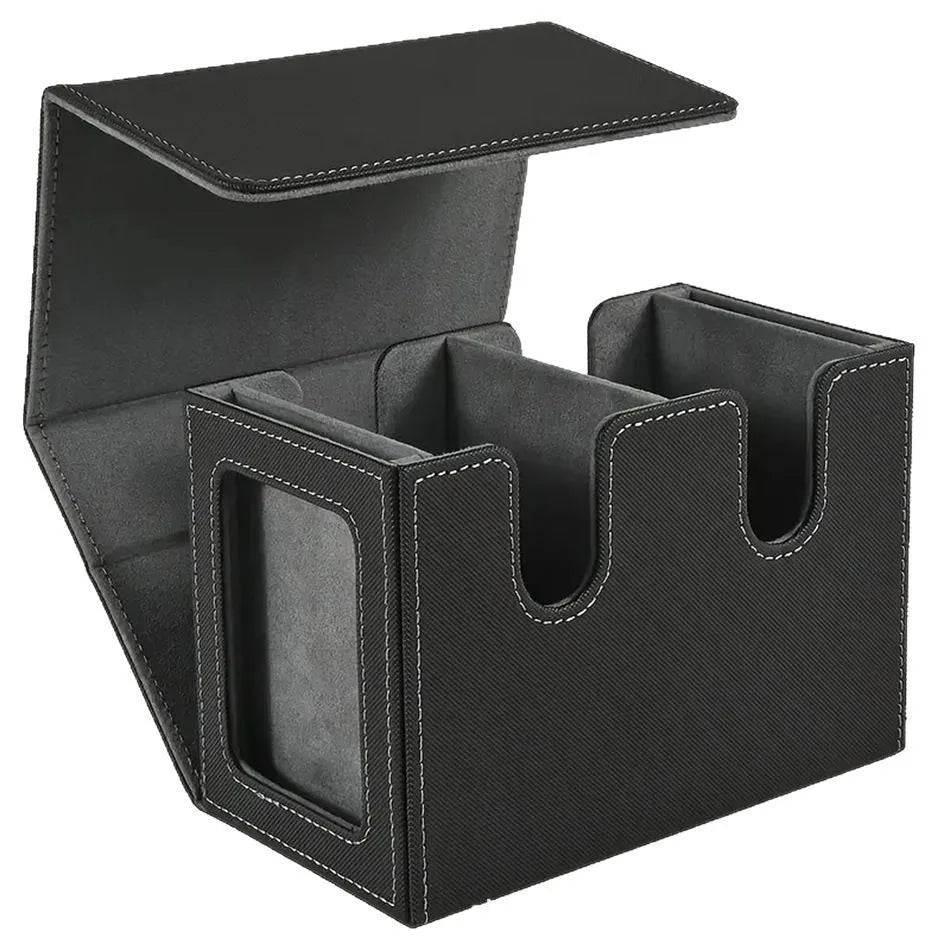 480+ Trading Card Deck Box  with 2pcs Toploader Double Window Commander Display Organizer for MTG TCG CCG Tabletop Gaming Deck