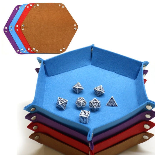 1PC Dice Tray Set Foldable Dice Trays Hexagon Dice Rolling Tray Felt Dice Holder for Dice Games Like RPG, and Other Table Games