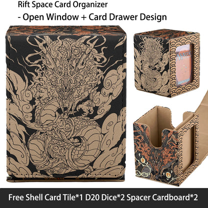 Cards Deck Box Fit For MTG Deck Box With 2 Card Dividers,2 Dice,Magic Commander Vertical Style Leather Trading Cards Storage Box