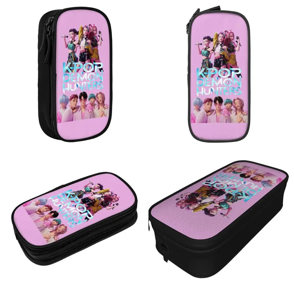 Kpop Demon Hunters Animated Kpop Films Pencil Case College Pencil Bag Students Zipper School Pencil Cases Pattern Stationery