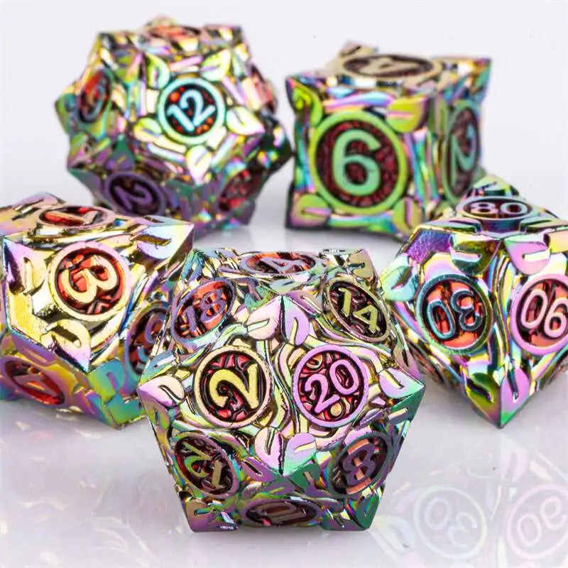 7pcs Dice Set DND Metal Dice Full Set Dice for Dungeons and Dragons Polyhedral Dice RPG Dice D&D Dice Gift