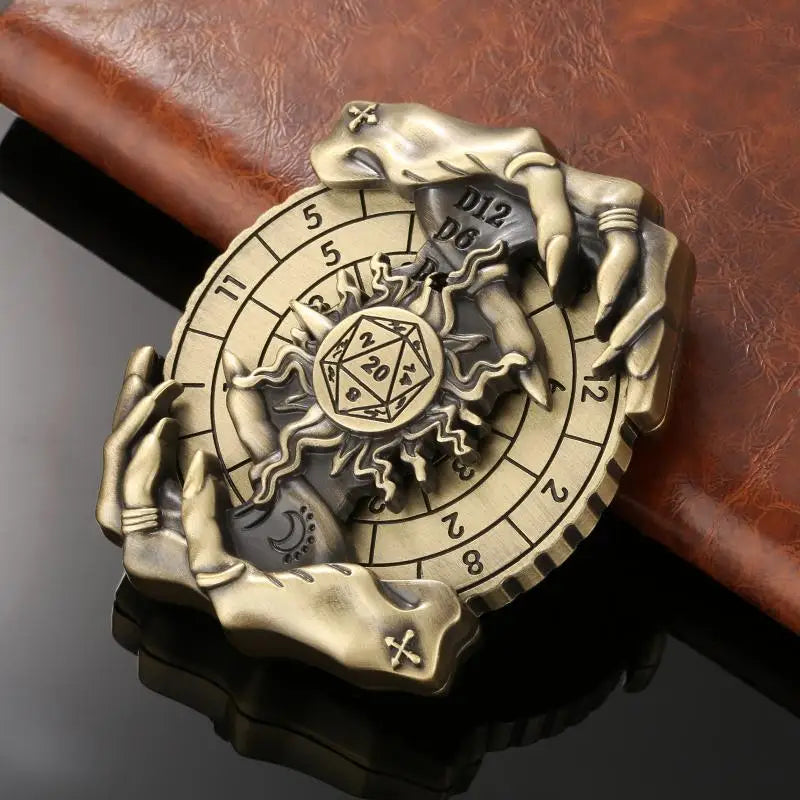Creative Magic Hand Design Metal Dice Spinner 7-in-1 Dice Rotating Roller Entertainment Role Play Gaming Accessory Wedding Gift