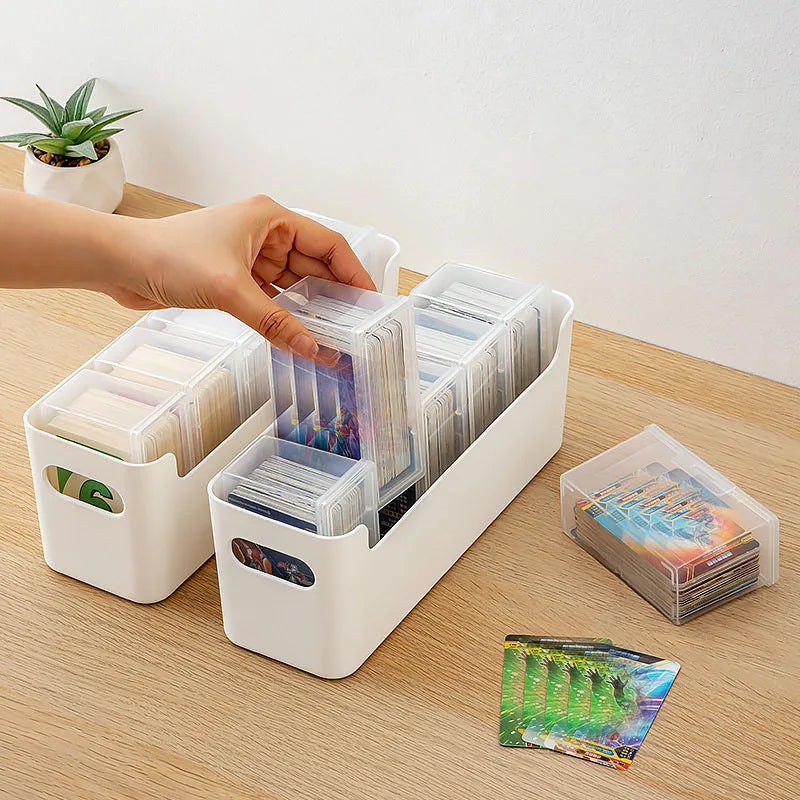 Plastic Card Storage Box Multifunctional Cards Orangizer Box Set with Dust Cover Household Organizer for Storing PTCG/MTG Cards
