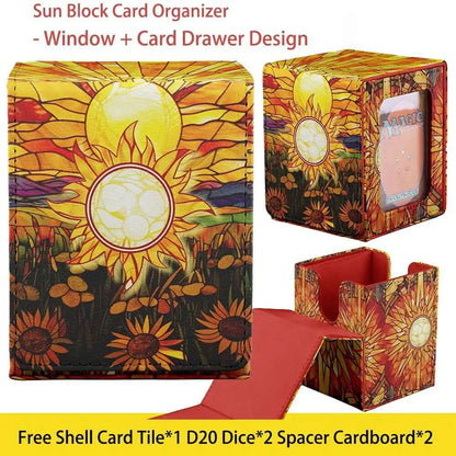 TCG Deck Box 100+ PU Windowed Single Deck PTCG DCG Tabletop Gametrading Cards Storage Box Free 35tp Shell Deck 2 Spacers  2 Dice