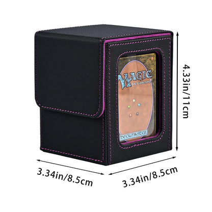 Magic The Gathering Commander Card Deck box with Display Window, Trading Card Storage Box, Can Hold 120 + Single sleeved Cards, Magnetic PU leather box