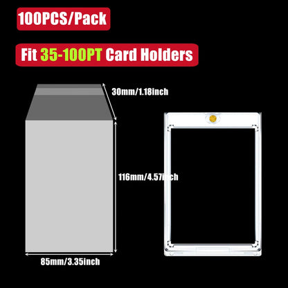100pcs Pack Graded Card Card Holders Sleeves Bags, Fits For PSA/BGS/SGC/CGC Graded Card, 35PT-180PT Card Holder Toploader