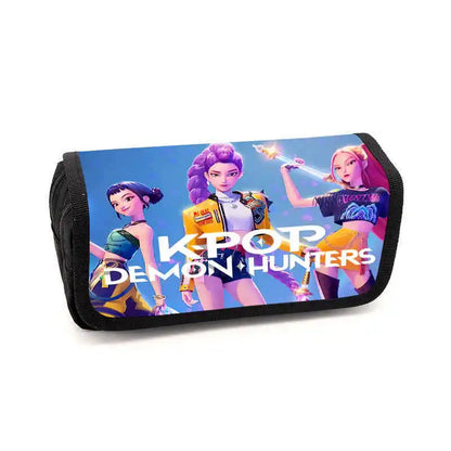 Kpop Demon Hunters Fully Printed Flap Pen Bag Stationery Box Pencil Case Primary and Secondary School Student School Bag Cartoon