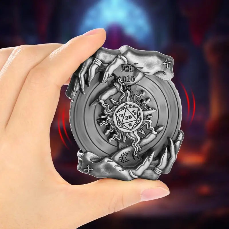 Creative Magic Hand Design Metal Dice Spinner 7-in-1 Dice Rotating Roller Entertainment Role Play Gaming Accessory Wedding Gift