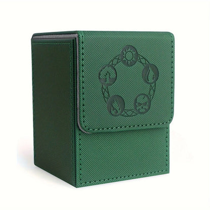 Card Deck Box, Copyrighted Design，Fits 100+ Single Sleeved Cards, Magnetic Closure PU Leather Card Box for TCG Cards