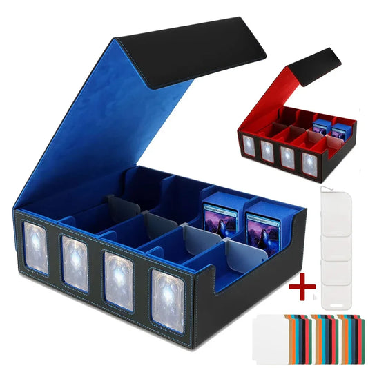 PU Leather Trading Card Storage Box Magnetic Closure Card Holder Game Collection Cards Case for Magic Game Cards Sports Cards
