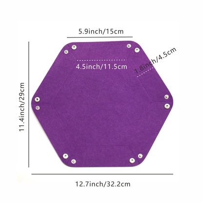 1PC Dice Tray Set Foldable Dice Trays Hexagon Dice Rolling Tray Felt Dice Holder for Dice Games Like RPG, and Other Table Games