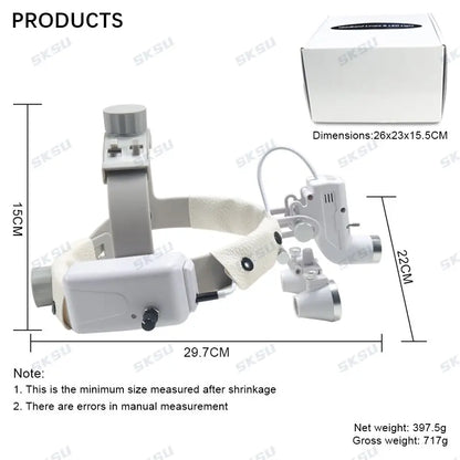 LED Dental LED Light Lamp Binocular Loupes Brightness Spot Adjustable Dental Lab 5W Headlamp for Surgical Headlight 2.5X 3.5X
