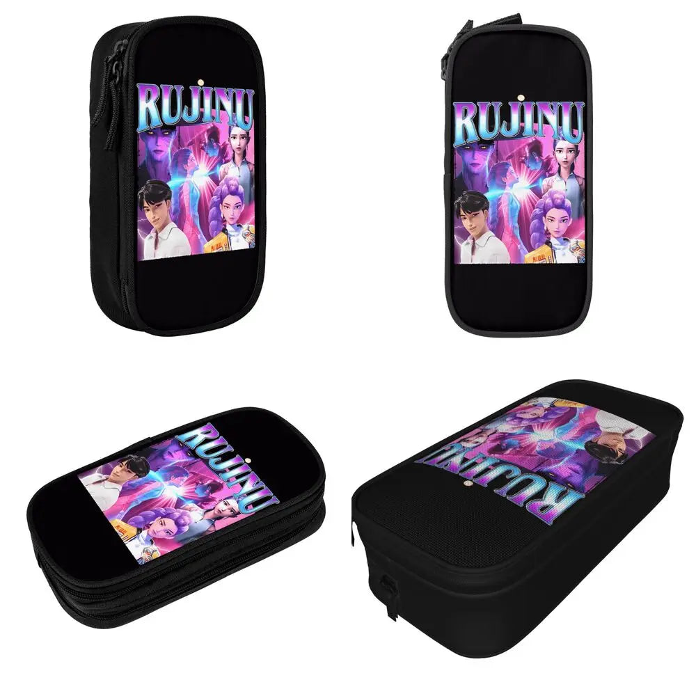 Kpop Demon Hunters Animated Kpop Films Pencil Case College Pencil Bag Students Zipper School Pencil Cases Pattern Stationery