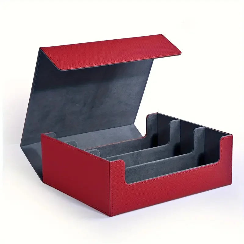 Trading card storage box, can hold 1800+ single decks, magnetic closure PU leather card box, fits for TCG,Yugion cards