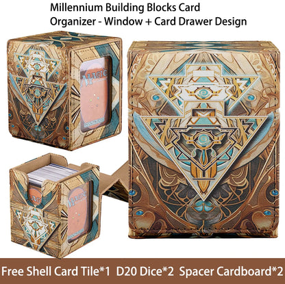 Cards Deck Box Fit For MTG Deck Box With 2 Card Dividers,2 Dice,Magic Commander Vertical Style Leather Trading Cards Storage Box