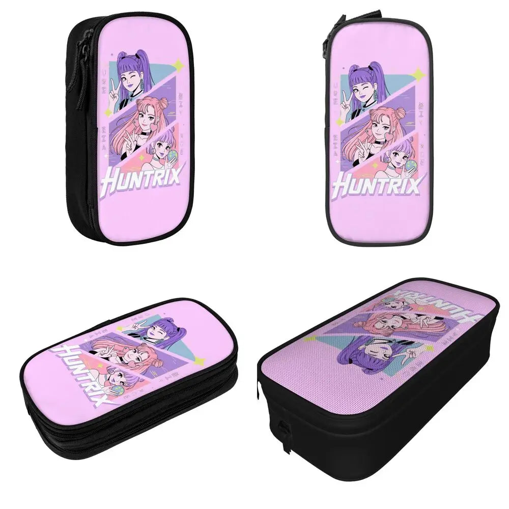 Kpop Demon Hunters Animated Kpop Films Pencil Case College Pencil Bag Students Zipper School Pencil Cases Pattern Stationery