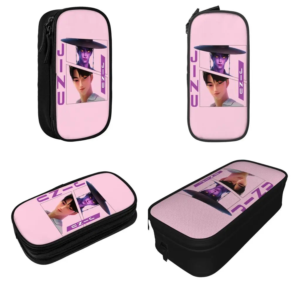 Kpop Demon Hunters Animated Kpop Films Pencil Case College Pencil Bag Students Zipper School Pencil Cases Pattern Stationery