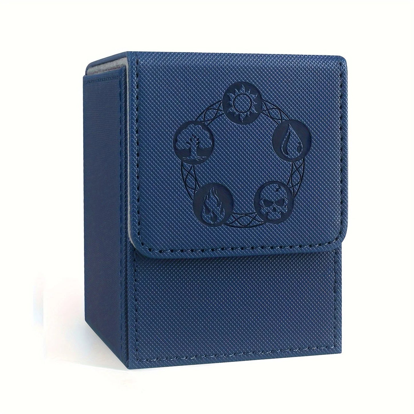 Card Deck Box, Copyrighted Design，Fits 100+ Single Sleeved Cards, Magnetic Closure PU Leather Card Box for TCG Cards