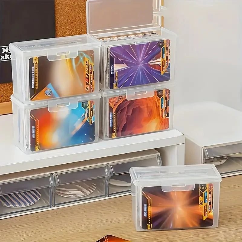 Plastic Card Storage Box Multifunctional Cards Orangizer Box Set with Dust Cover Household Organizer for Storing PTCG/MTG Cards