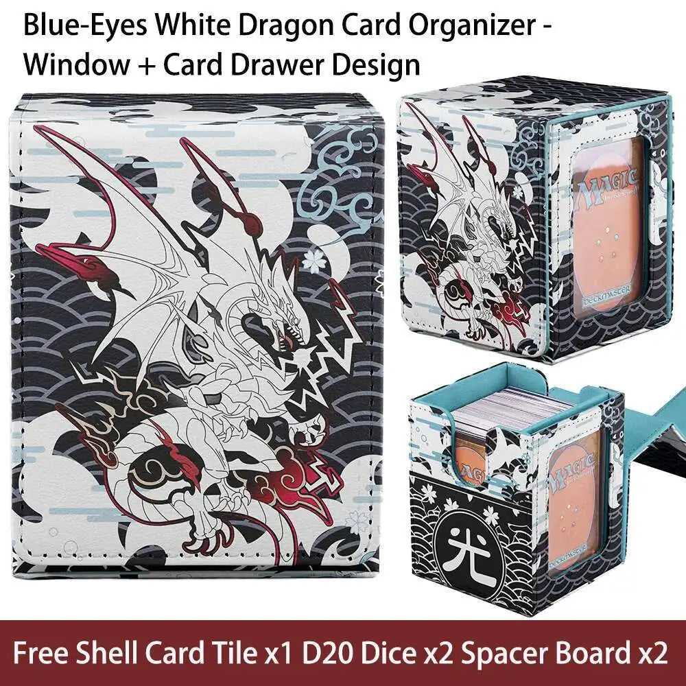 TCG Deck Box 100+ PU Windowed Single Deck PTCG DCG Tabletop Gametrading Cards Storage Box Free 35tp Shell Deck 2 Spacers  2 Dice