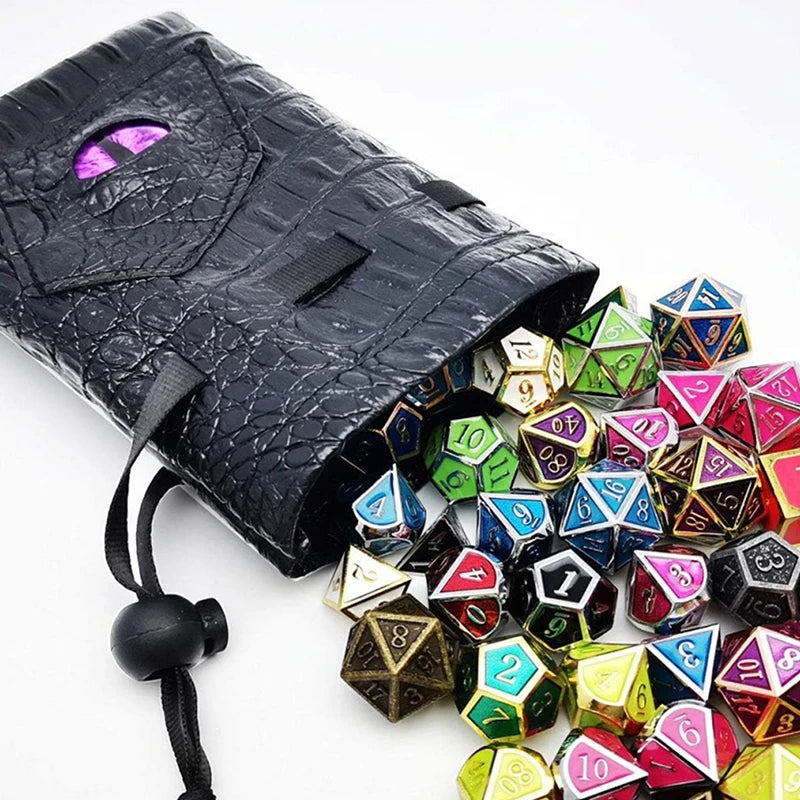 Drawstring Dice Bag PU Leather DND Dice Pouch Tarots Oracle Cards Storage Bag Gift Coins Jewelry Accessories Dice Bag