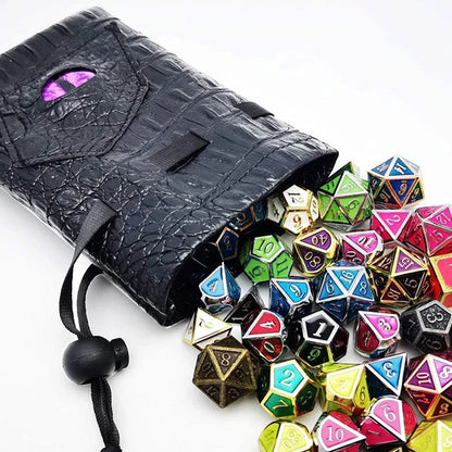Drawstring Dice Bag PU Leather DND Dice Pouch Tarots Oracle Cards Storage Bag Gift Coins Jewelry Accessories Dice Bag