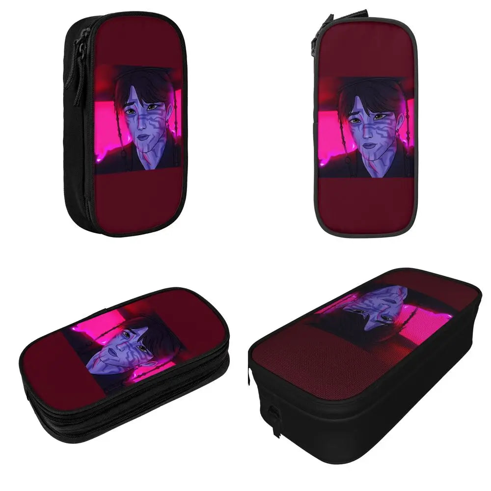 Kpop Demon Hunters Animated Kpop Films Pencil Case College Pencil Bag Students Zipper School Pencil Cases Pattern Stationery