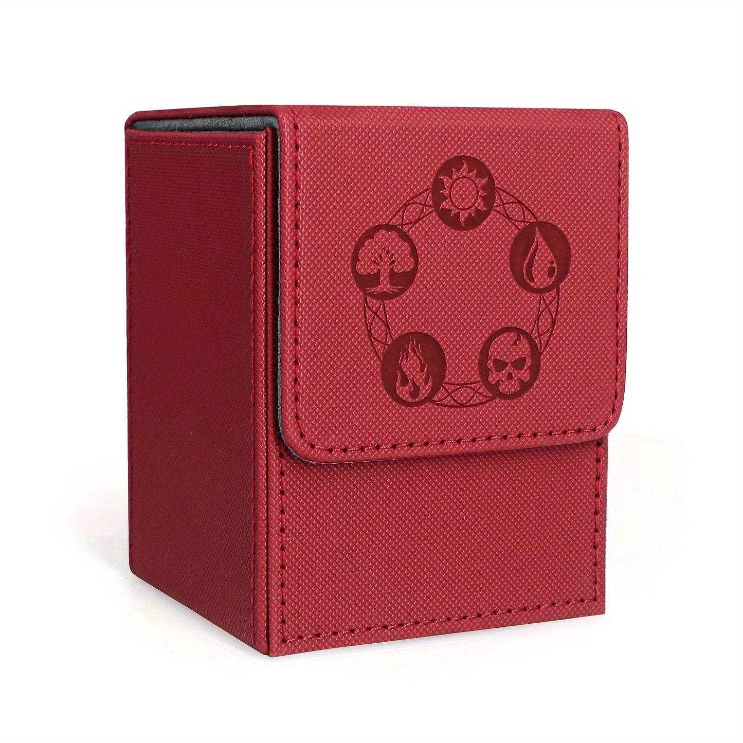 Card Deck Box, Copyrighted Design，Fits 100+ Single Sleeved Cards, Magnetic Closure PU Leather Card Box for TCG Cards
