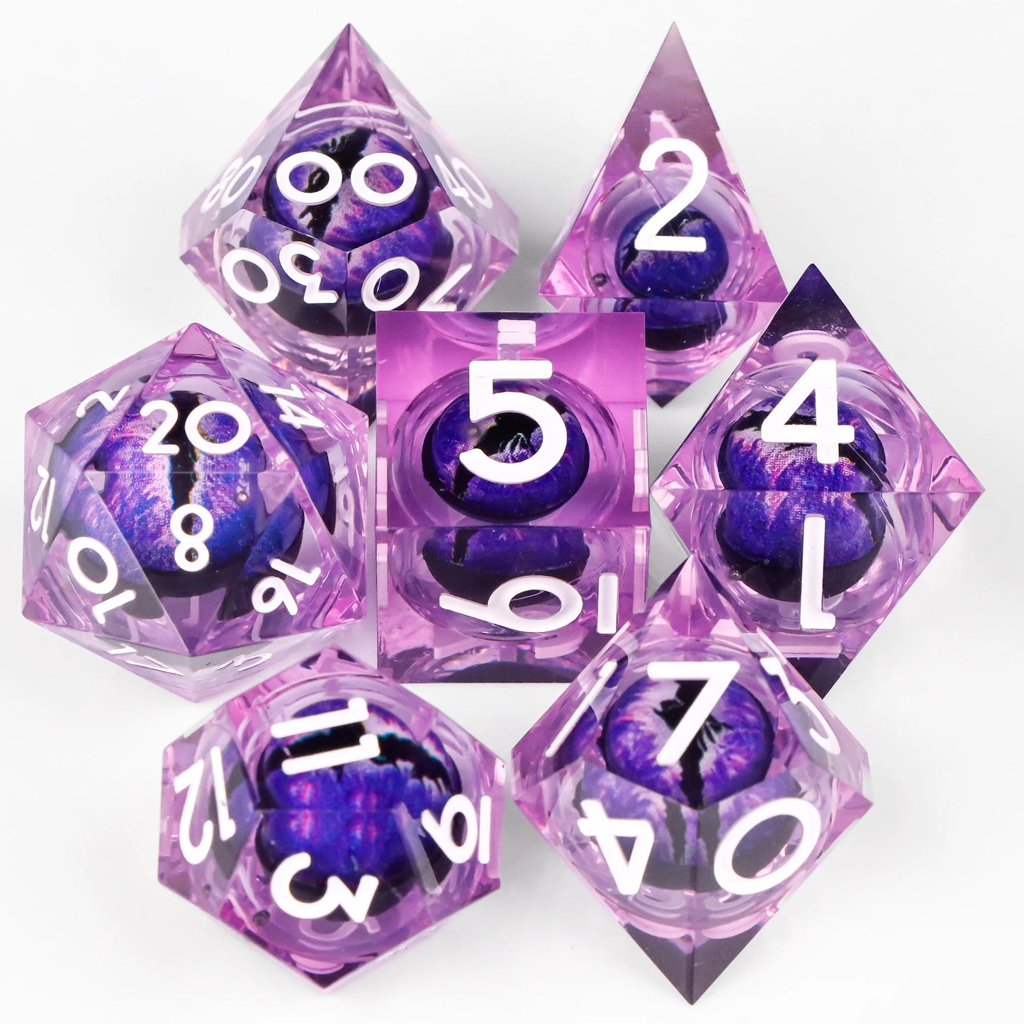 Liquid Core Dice, Green Dragon Eye Dice Set for Dungeons and Dragons, RPG Polyhedral Dice set, d&d dice, Handmade Dice Set Gifts