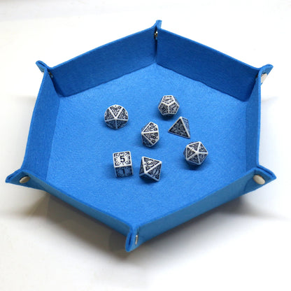 1PC Dice Tray Set Foldable Dice Trays Hexagon Dice Rolling Tray Felt Dice Holder for Dice Games Like RPG, and Other Table Games