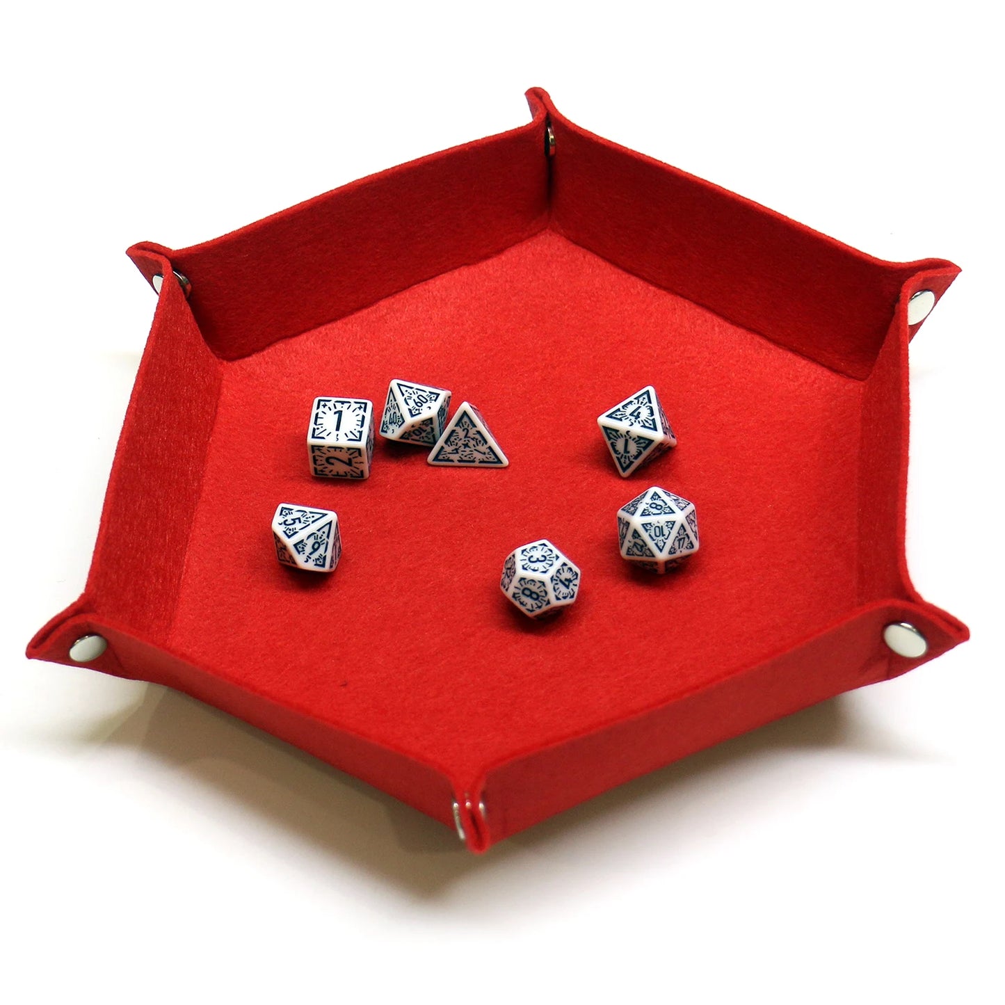 1PC Dice Tray Set Foldable Dice Trays Hexagon Dice Rolling Tray Felt Dice Holder for Dice Games Like RPG, and Other Table Games