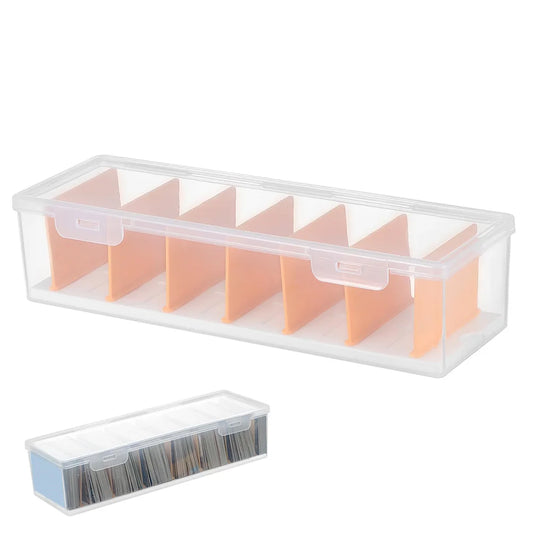 Storage Box With Adjustable Divider Clear Plastic Compartmentalized Organizer Box Holds 550+ Game Cards for Accessories Storages