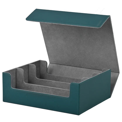 Trading card storage box, can hold 1800+ single decks, magnetic closure PU leather card box, fits for TCG,Yugion cards