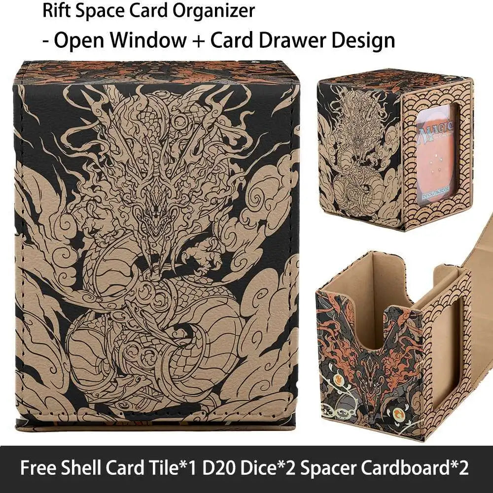 TCG Deck Box 100+ PU Windowed Single Deck PTCG DCG Tabletop Gametrading Cards Storage Box Free 35tp Shell Deck 2 Spacers  2 Dice