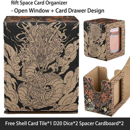TCG Deck Box 100+ PU Windowed Single Deck PTCG DCG Tabletop Gametrading Cards Storage Box Free 35tp Shell Deck 2 Spacers  2 Dice
