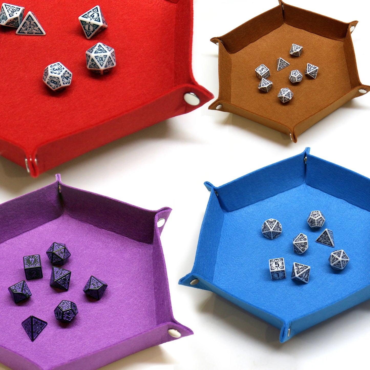1PC Dice Tray Set Foldable Dice Trays Hexagon Dice Rolling Tray Felt Dice Holder for Dice Games Like RPG, and Other Table Games