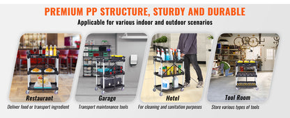 SucceBuy 3 Tier Folding Rolling Utility Cart Storage Shelf Movable Gap Rack Serving Cart Slide Organizer for Kitchen Bathroom